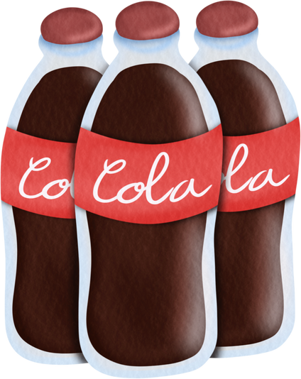3 bottle of cola cartoon watercolor